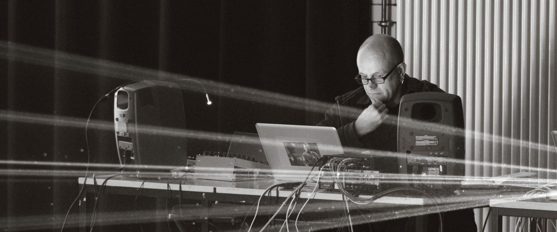 A portrait of Robert Henke, the producer behind Monolake